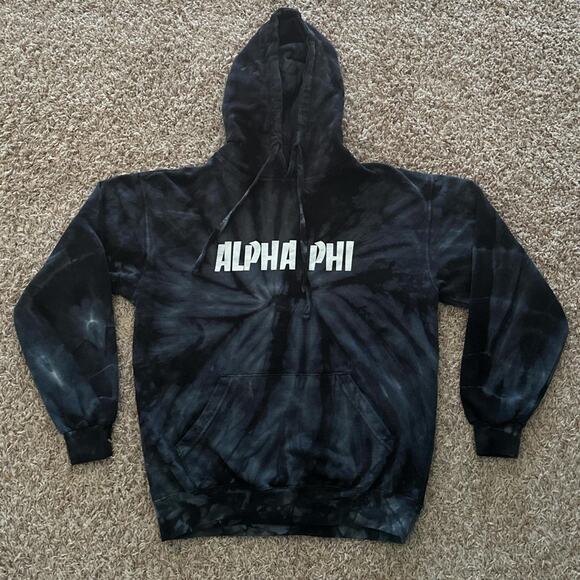 Alpha Phi Black Tie Dye Hoodie - Picture 1 of 3